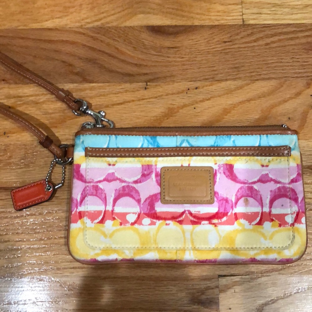 Multi-colored coach wristlet